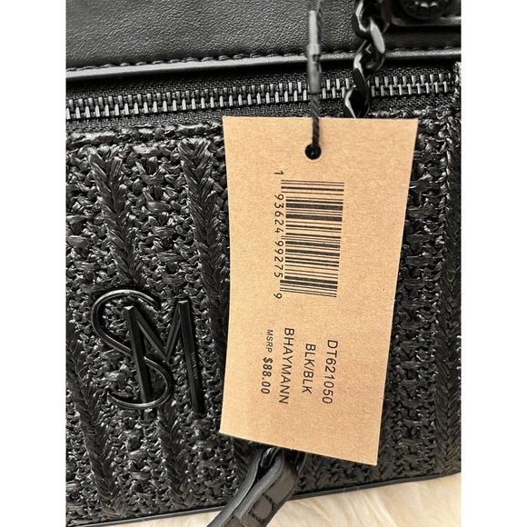 NWT STEVE MADDEN BHAYMANN CROSSBODY SATCHEL HAND BAG BLACK WOVEN TIKTOK VIRAL - Picture 8 of 8